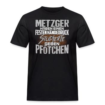 METZGER - fest - Männer Workwear T-Shirt - Schwarz - Vorne - AI Model Male 178 light (178cm)