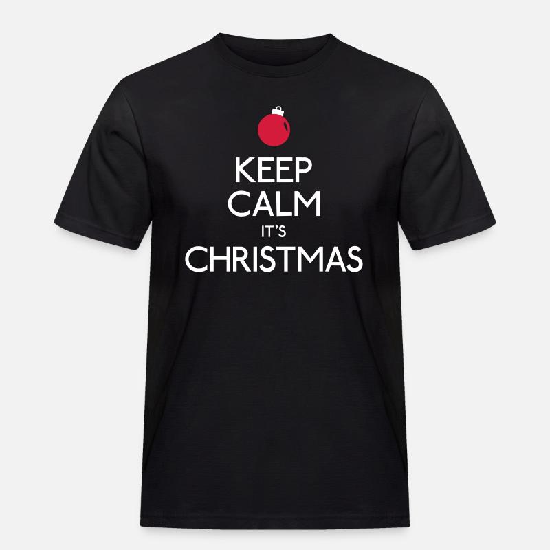 Keep Calm Christmas - Männer Workwear T-Shirt - Schwarz