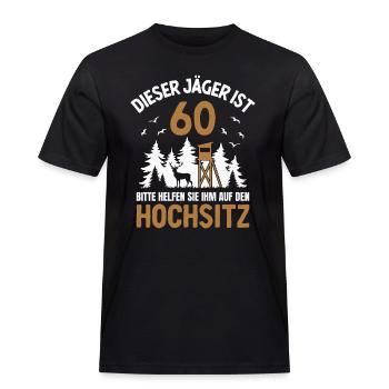 60. Geburtstag Jäger 60 Jahre Jagd Hochsitz - Männer Workwear T-Shirt - Schwarz - Vorne - AI Model Male 178 light (178cm)