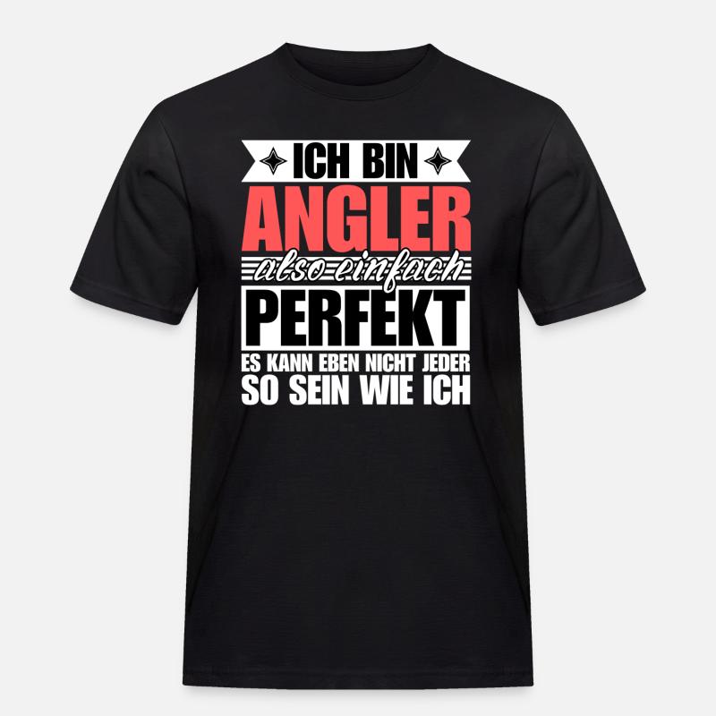 Perfekter Angler - Männer Workwear T-Shirt - Schwarz