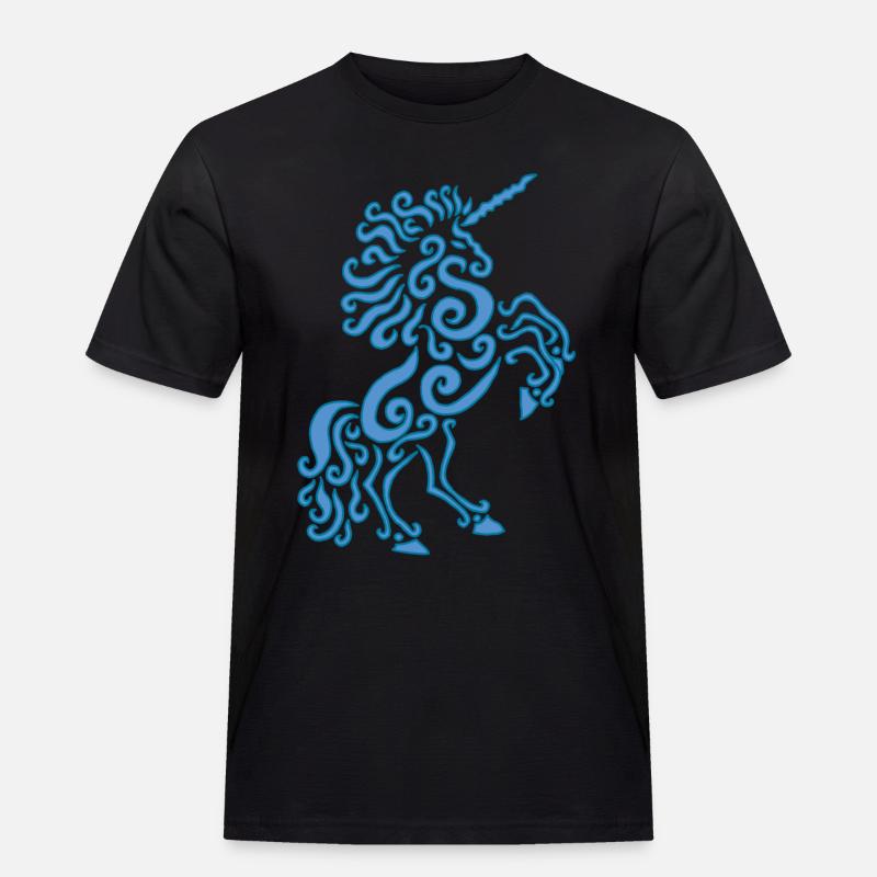 Blaues Einhorn Pferd - Männer Workwear T-Shirt - Schwarz