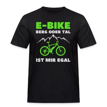 E-Bike Geschenkidee Berg oder Tal ist mir Egal - Männer Workwear T-Shirt - Schwarz - Vorne - AI Model Male 178 light (178cm)