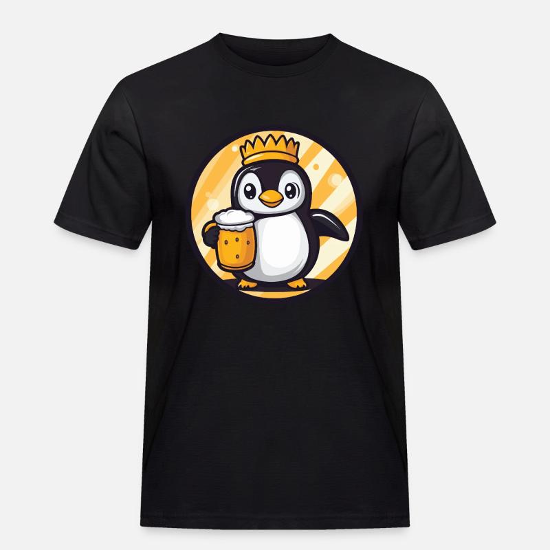 Pinguin Bier - Männer Workwear T-Shirt - Schwarz