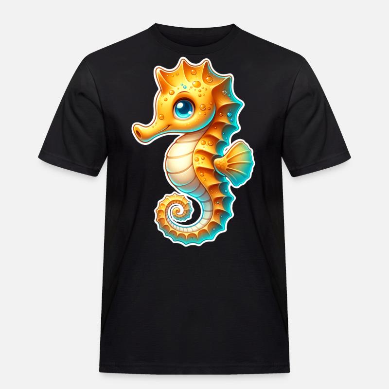 Seepferd Seepferdchen - Männer Workwear T-Shirt - Schwarz