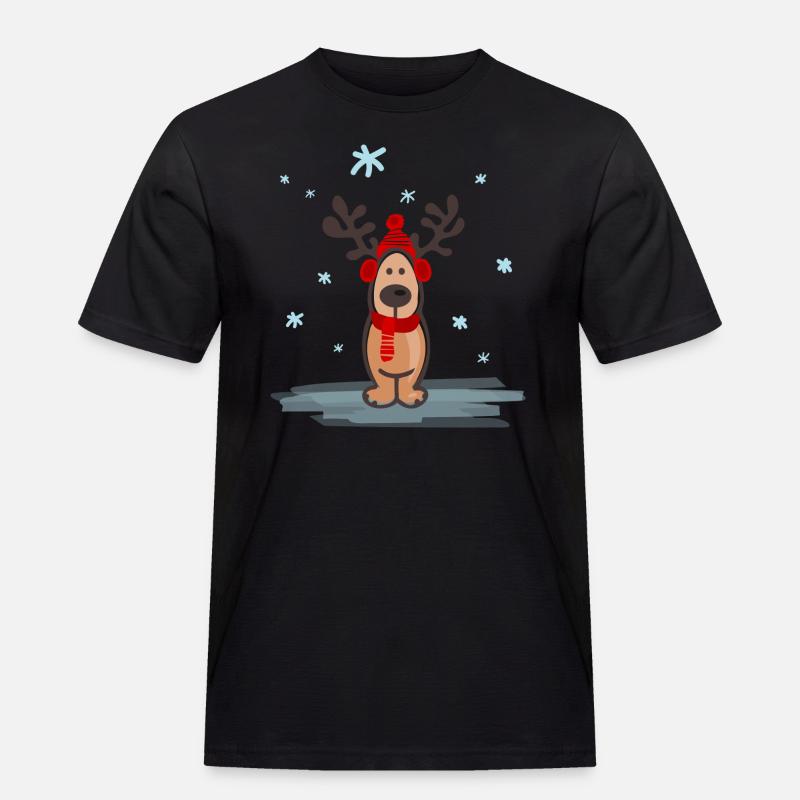 Weihnachten - Elch - Männer Workwear T-Shirt - Schwarz