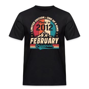 Vintage-Geschenk zum 12-jährigen Jubiläum geboren im Februar 2012 - Männer Workwear T-Shirt - Schwarz - Vorne - AI Model Male 178 light (178cm)