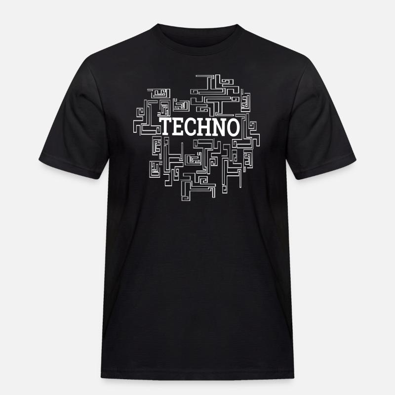 Techno - Männer Workwear T-Shirt - Schwarz
