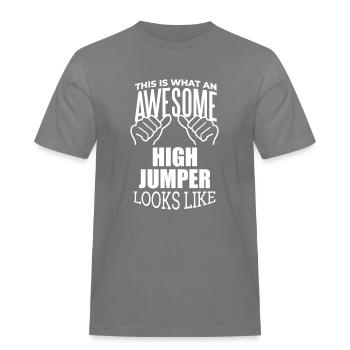 Hochsprung - Männer Workwear T-Shirt - Grau - Vorne - AI Model Male 185 dark (185cm)