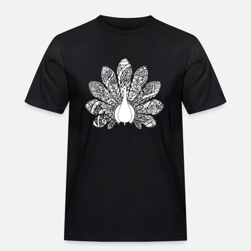 Pfau Pfau Blumenmuster - Männer Workwear T-Shirt - Schwarz