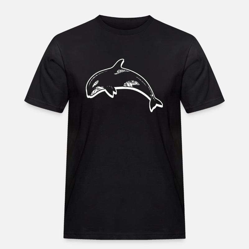 Killer Whale Floral Pattern - Men's Workwear T-Shirt - black