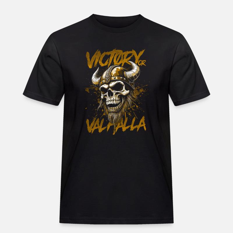 Nordischer Wikingersieg oder Walhalla - Männer Workwear T-Shirt - Schwarz