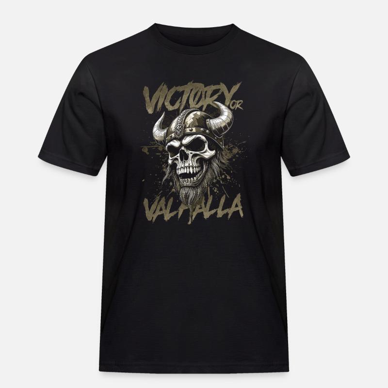 Nordischer Wikingersieg oder Walhalla - Männer Workwear T-Shirt - Schwarz