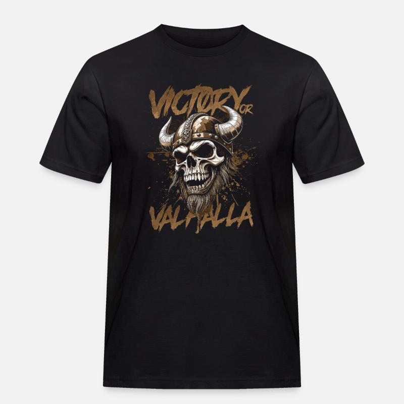 Nordischer Wikingersieg oder Walhalla - Männer Workwear T-Shirt - Schwarz