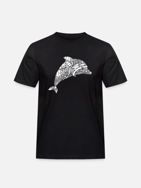 Dolphin Dolphin Floral Pattern - Men's Workwear T-Shirt - black