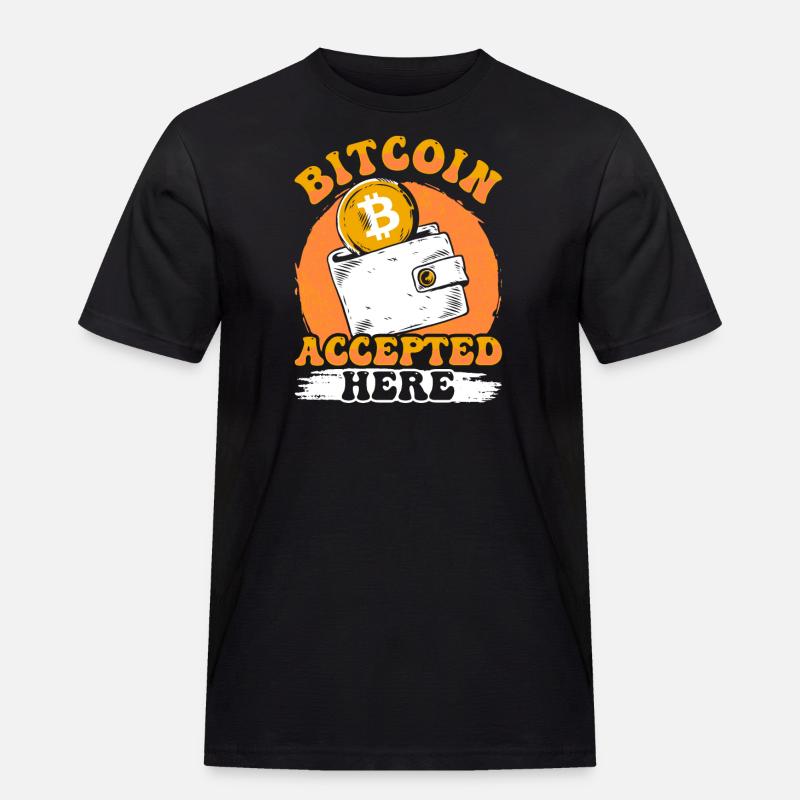 Bitcoin Accepted Here - Männer Workwear T-Shirt - Schwarz