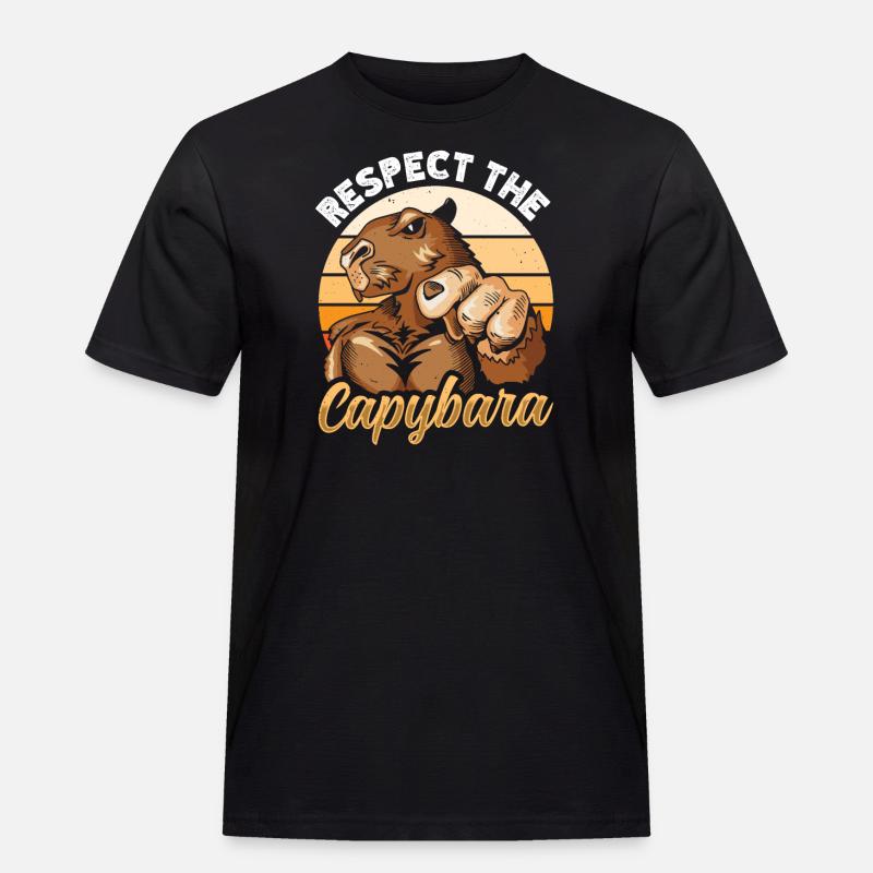 Respect The Capybara - Männer Workwear T-Shirt - Schwarz