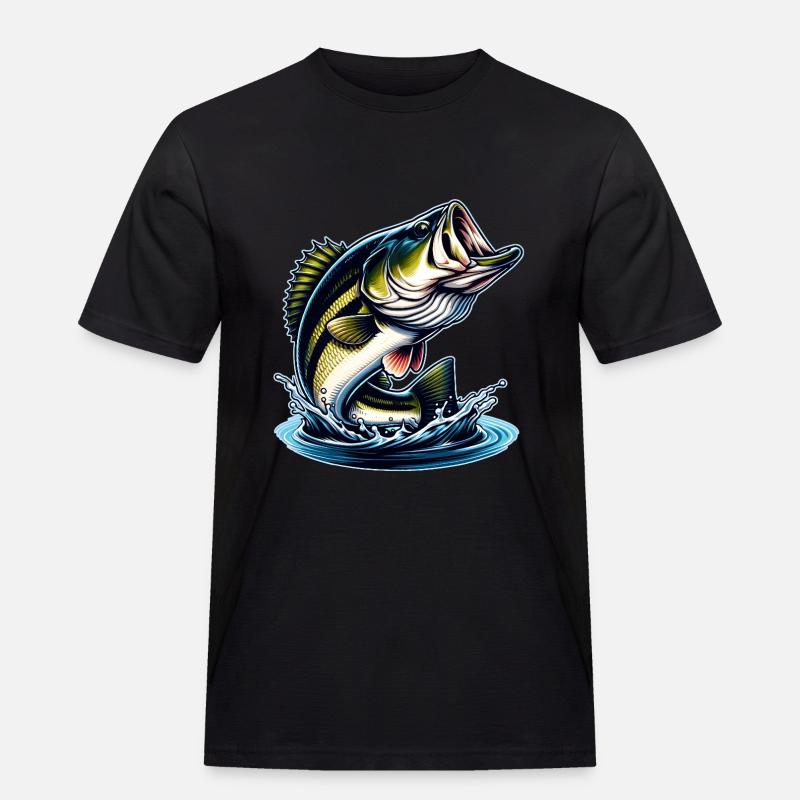 Springender Barsch - Männer Workwear T-Shirt - Schwarz