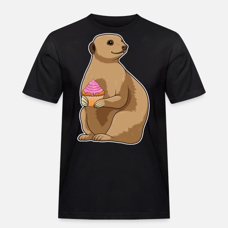 Erdmännchen Muffin - Männer Workwear T-Shirt - Schwarz