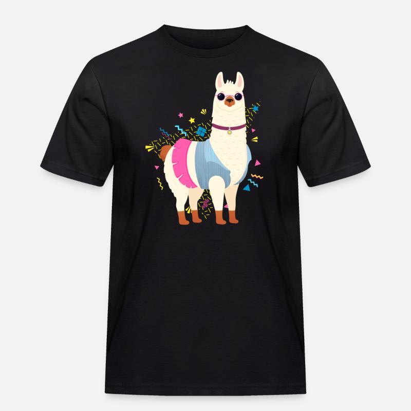90s Style Llama - Männer Workwear T-Shirt - Schwarz