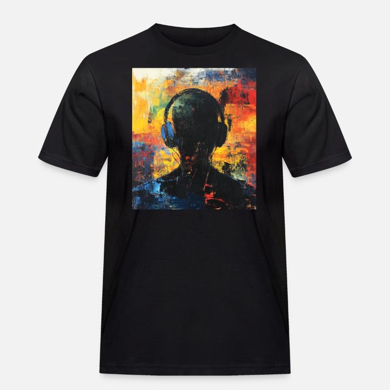Abstrakte Silhouette mit Kopfhörern - Männer Workwear T-Shirt - Schwarz