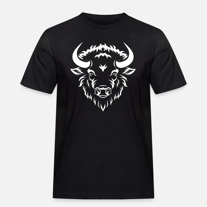 Bison Büffel - Männer Workwear T-Shirt - Schwarz
