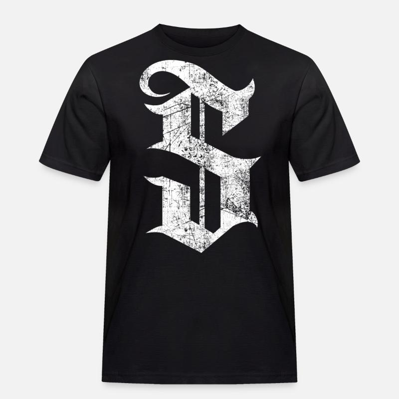 Tshirt alphabet initial S - Men's Workwear T-Shirt - black