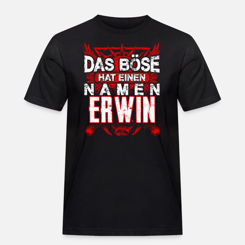 ERWIN - Name - Männer Workwear T-Shirt - Schwarz
