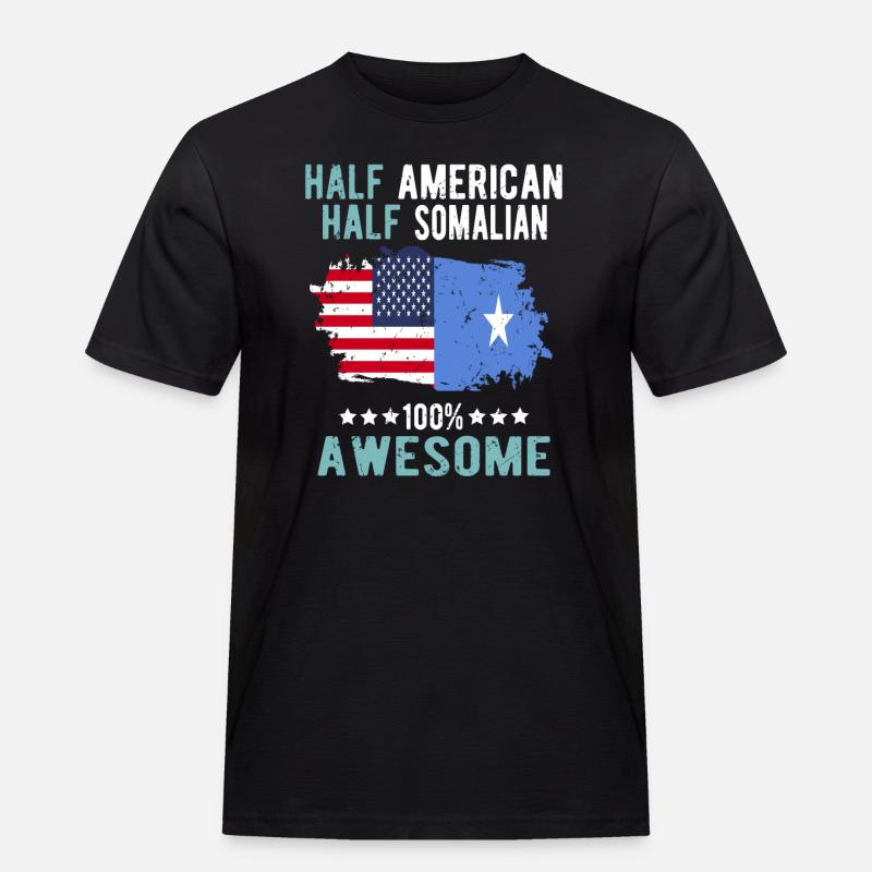 Halb Amerikaner Halb Somalier - Männer Workwear T-Shirt - Schwarz