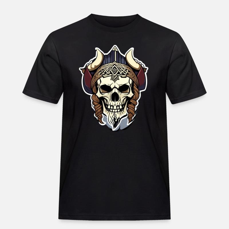Wikinger Totenschädel - Männer Workwear T-Shirt - Schwarz