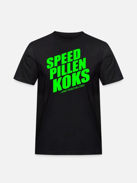 speed_pillen_koks - Männer Workwear T-Shirt - Schwarz