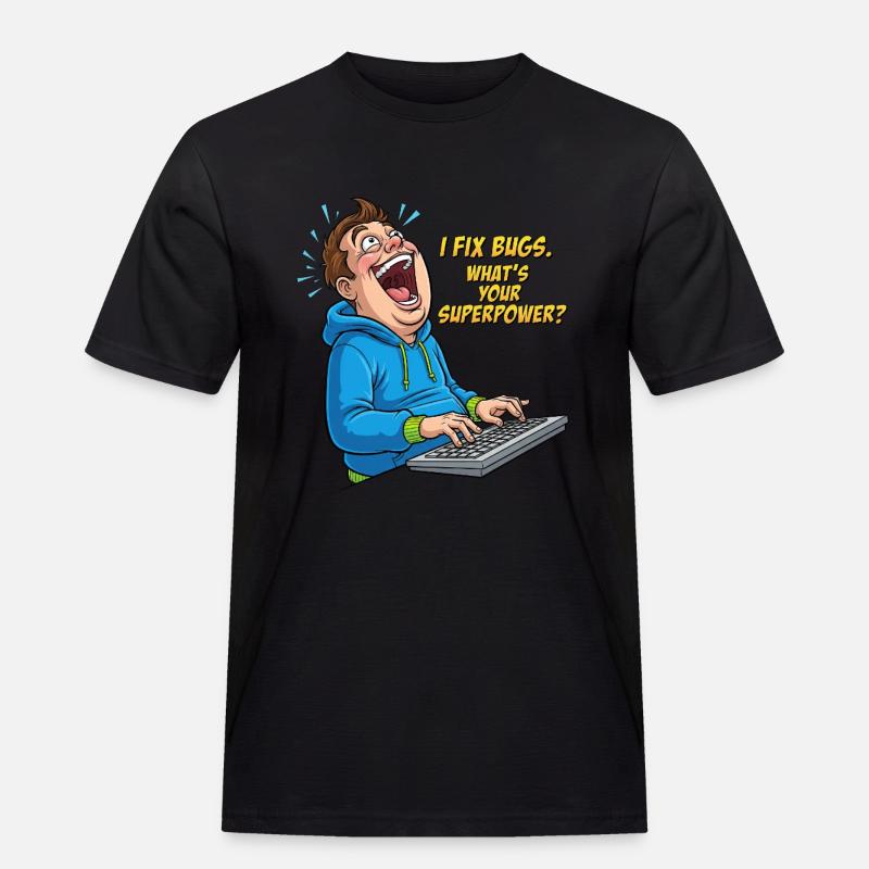 Bugfixer Power: Dein Superhelden-Skill! - Männer Workwear T-Shirt - Schwarz
