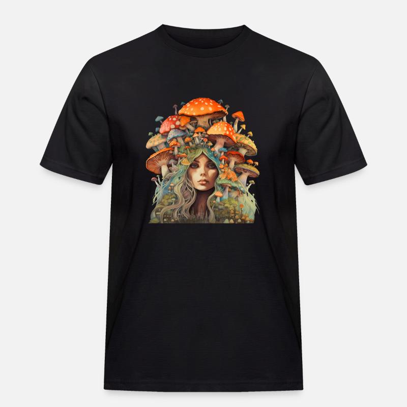 Mutter der Fliegenpilze - Mutter Erde - Männer Workwear T-Shirt - Schwarz