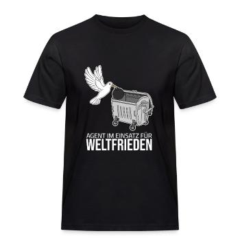 Weltfrieden - Agent im Einsatz - Männer Workwear T-Shirt - Schwarz - Vorne - AI Model Male 178 light (178cm)