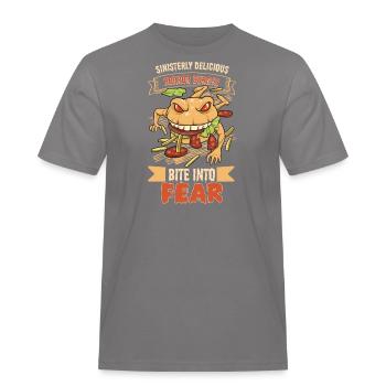 Horror Burger Fastfood Halloween Scary Food Monste - Männer Workwear T-Shirt - Grau - Vorne - AI Model Male 185 dark (185cm)