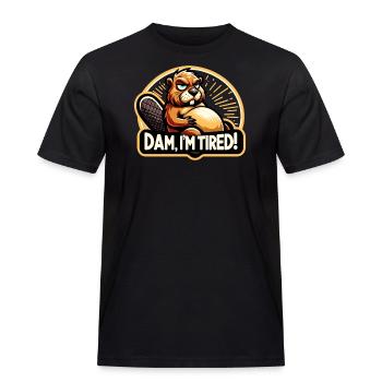 Pregnancy Announcement "Maternity Expectant - Men's Workwear T-Shirt - black - Front - AI Model Male 178 light (178cm)