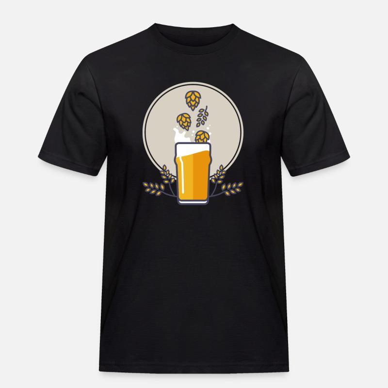 Beer splash - Männer Workwear T-Shirt - Schwarz