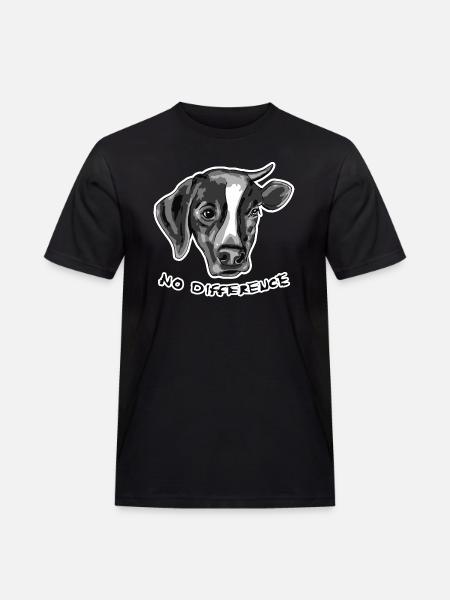 Geen verschil tussen de hond en de koe - Mannen Workwear T-shirt - zwart