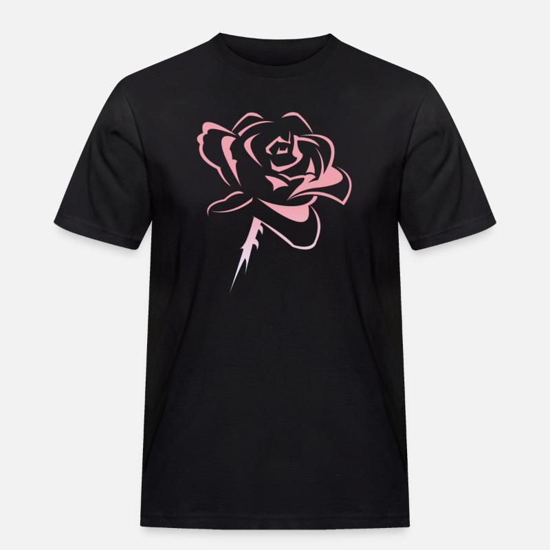 Blume,Rose - Männer Workwear T-Shirt - Schwarz