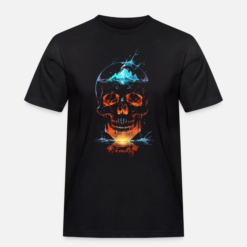 Crâne de Feu et Glace Éclatant - Men's Workwear T-Shirt - black