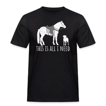 This is all I need - Westernreiter Pferd und Hund - Männer Workwear T-Shirt - Schwarz - Vorne - AI Model Male 178 light (178cm)