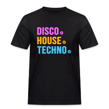 Disco House Techno ballern hard Bass Rave - T-shirt Workwear homme - noir - Devant - AI Model Male 178 light (178cm)