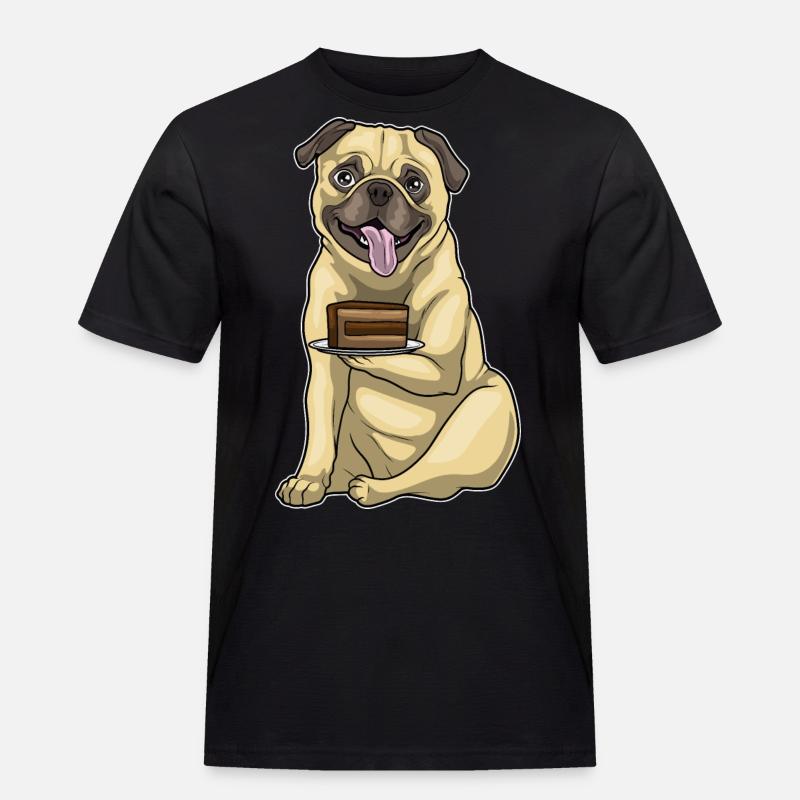 Mops Kuchen - Männer Workwear T-Shirt - Schwarz