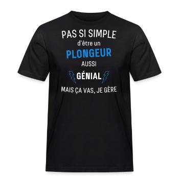 T-shirt Plongeur Génial - T-shirt Workwear homme - noir - Devant - AI Model Male 178 light (178cm)