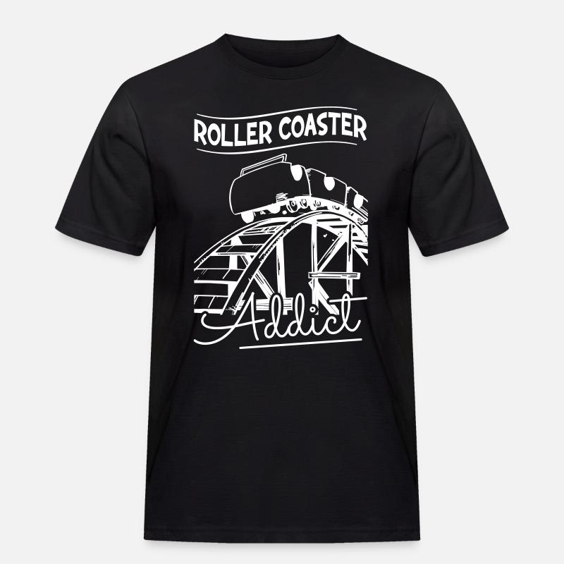 Roller Coaster Addict - Männer Workwear T-Shirt - Schwarz