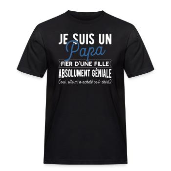 Papa fier fille cadeau - T-shirt Workwear homme - noir - Devant - AI Model Male 178 light (178cm)