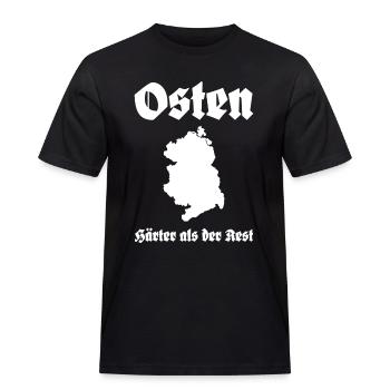 Osten Härter als der Rest Ossi Spruch - Männer Workwear T-Shirt - Schwarz - Vorne - AI Model Male 178 light (178cm)