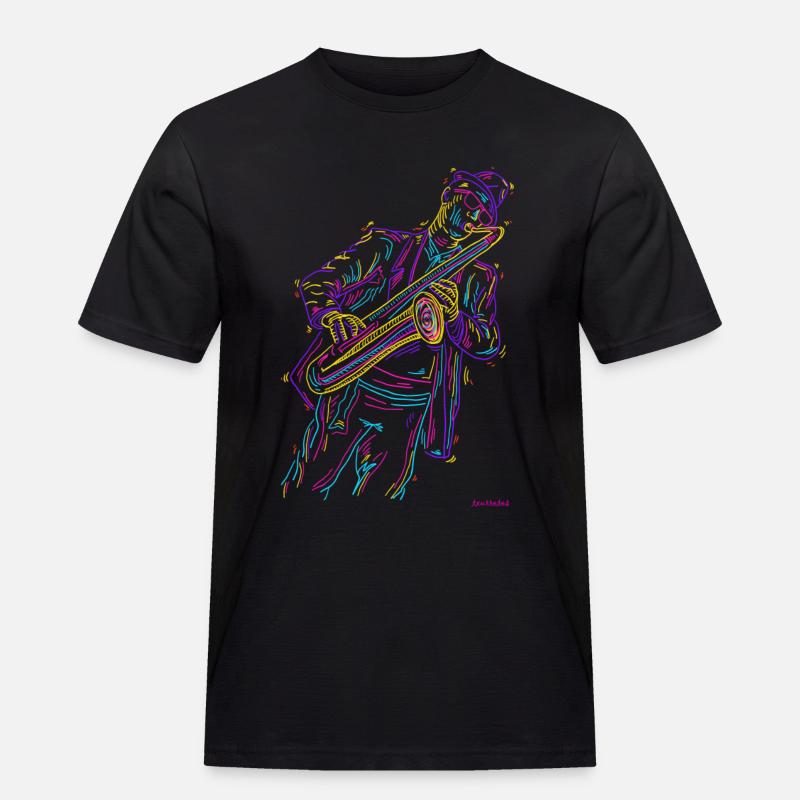 Jazz Saxophon - Männer Workwear T-Shirt - Schwarz
