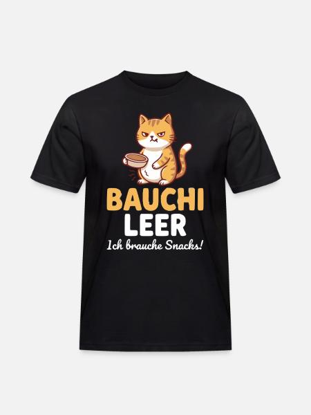Bauchi leer Katze mit Kaffee - Männer Workwear T-Shirt - Schwarz