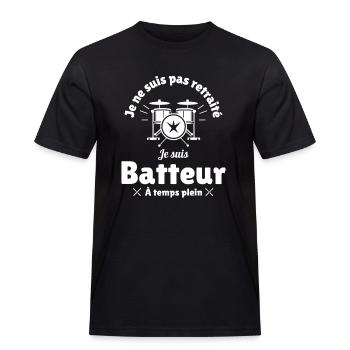 Retraité batteur passionné - T-shirt Workwear homme - noir - Devant - AI Model Male 178 light (178cm)