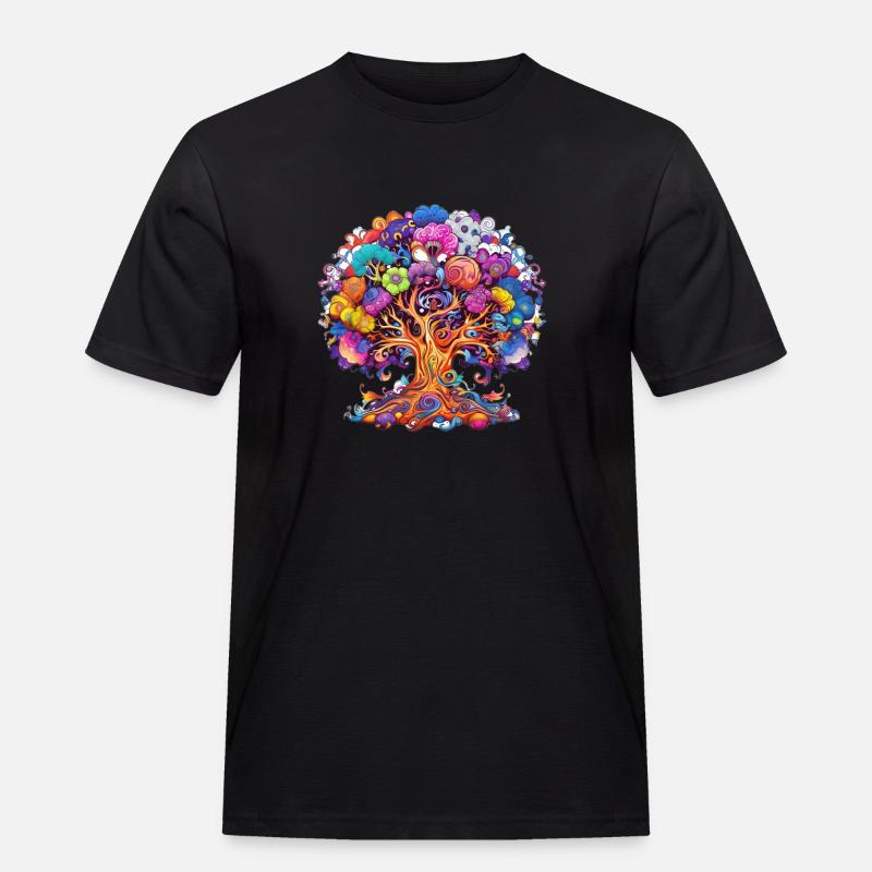BAUM DES LEBENS - Männer Workwear T-Shirt - Schwarz